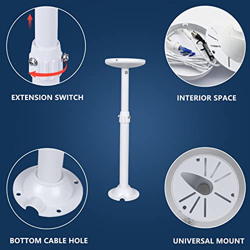 Witi 6 Inch Base Extendable Pole Mount Bracket For Cctv Ip Cameras,15.7Inch-23.6Inch Adjustable Mounting Bracket For Security Surveillance Camera System,Solid Metal Powder Spray Coating #TOP2