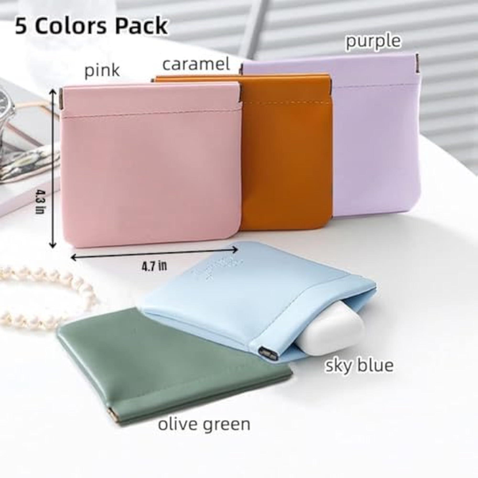 Pocket Cosmetic Bag, Waterproof Leather Makeup Pouch