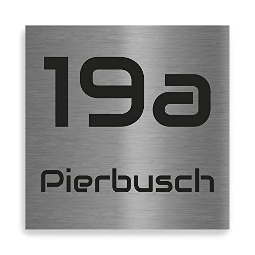 Jung-Edelstahl-Design V2a Edelstahl Hausnummer - Schild quadratisch...