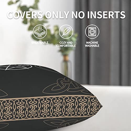 Decorative Square Throw Pillow Cover Cases With Hidden Zipper For Couch Sofa Bed Living Room Home Decoration 18X18 Inch, Altar Triple Moon Pentagram Goddess Tarot Spread Wiccan Pattern Design (2-Pack) #TOP3