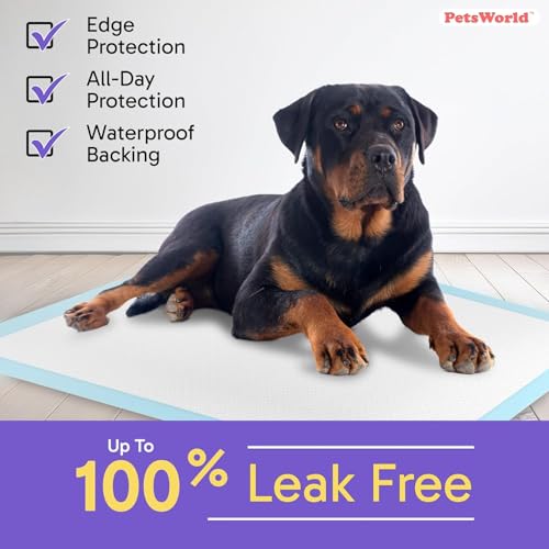Image of PetsWorld XL Dog Pee Pads 30 inchx36 inch, 200-Count - Heavy Duty, Leak-Proof Potty Training Pads for Puppies & Large Dogs, Super Absorbent, Quick-Dry Disposable Pads with Odor Control
