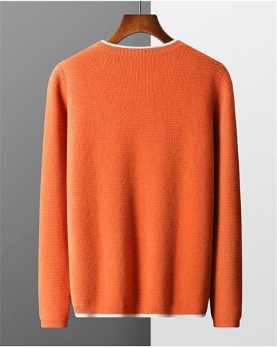 Men's Round Neck Wool Sweater Casual Long Sleeve Contrast Thickened Thermal Knitted Pullover Jumper3