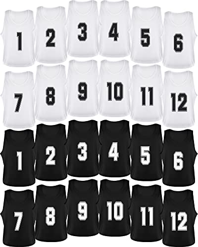 Silkfly 24 Pack Pinnies Scrimmage Vests Youth Team Practice Vests Numbered Mesh Soccer Practice...