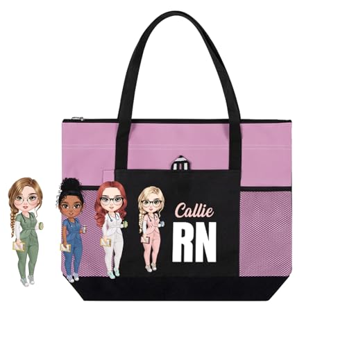 Bolso personalizado para enfermera con caricatura y nombre miniatura 1