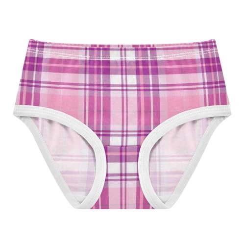 Marble Patterned Plaid Girls' Underwear Moisture Wicking Organic Underpants for Kids in Sizes 2T,3T, 4T, 5T, 6Y and 8Y
