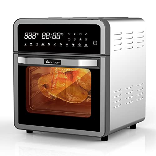 Aonbor Air Fryer Toaster Oven, 15.5 Quart Stainless Steel Convection Oven With One-Touch Control, 10-In-1 Countertop Combo, Dehydrator, Toast, Pizza, Rotisserie #TOP2