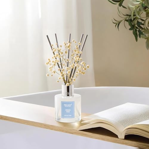 Image of Airkeep Reed Diffuser Set,3.38 fl oz (100 ml) - Freesia Pear Oil Diffusers with 8 Reed Sticks, Home Fragrance Reed Diffuser for Bathroom Shelf Decor