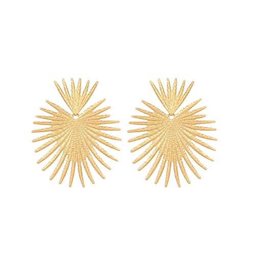 Gold Star Celestial Metal Star Geometric Statement Flower Earrings