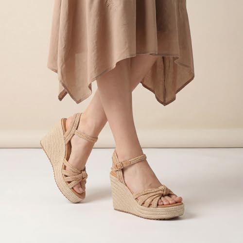 Image of VICKI.VICKI Wedges for Women Platform Sandals Wedge Heels for Sandals Comfortable Summer Espadrille Shoes Ankle Strap&Open Toe