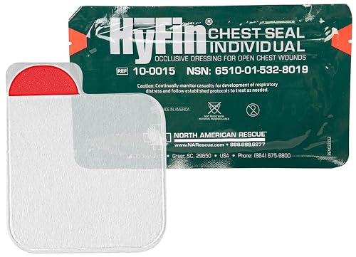 North American Rescue HyFin Chest Seal Occlusive (Unidad Individual) Vendaje Compacto para Heridas Abiertas en el Tórax, Trauma (10-0015) miniatura 1