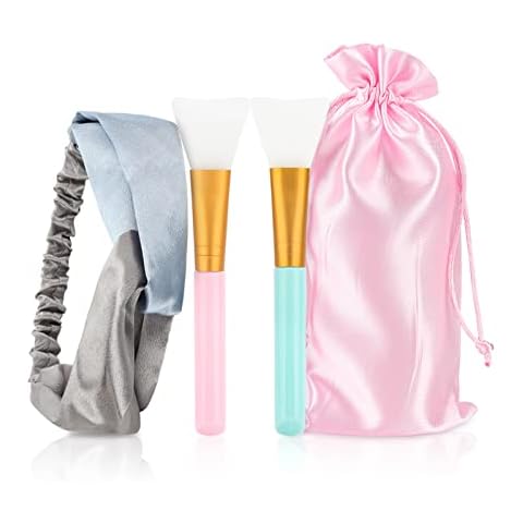 Deciniee Face Mask Brush, 2 Pcs Silicone Facial Mud Mask Brush with Hair Band Soft Applicator Tools for Applying Mud Body Lotion or Mixed Mask DIY Needs Cover