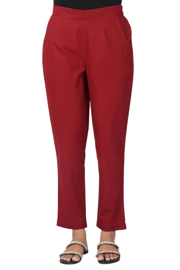 Image of Regular Fit Cotton Woman Trousers Pants Kurti Pant Casual Daily Formal Office Use