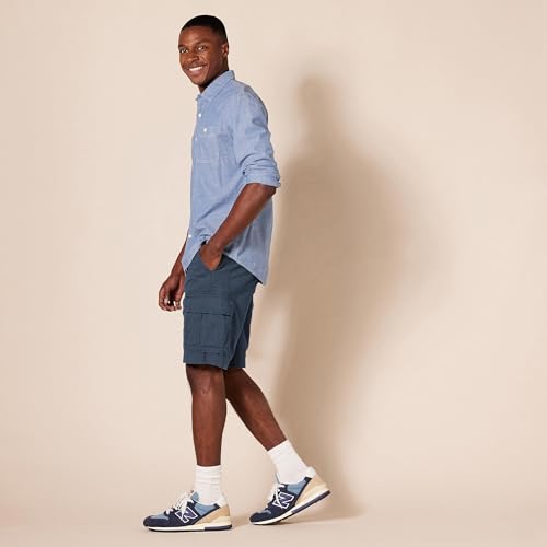 Image of Amazon Essentials Men's 10 inch Classic-Fit Cotton Cargo Shorts with Pockets, Zip Fly, Button Waist (Available in Big & Tall)