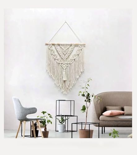 Tapisserie macramé KnSam beige 55x70cm en V scandinave pour déco murale - 7