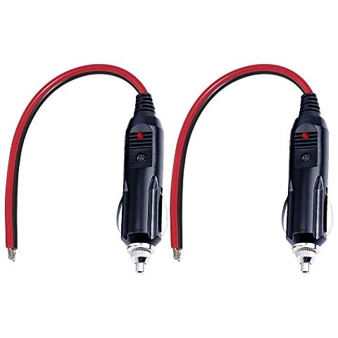 SPARKING 12V Replacement Cigarette Lighter Male Plug with Lead - 24V Car Power Adapter Auto Accessories with Led Lights, 15A Fuse (Male Plug to Tinned Terminal) Cover