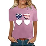 USA Independence Day Tunic Tops for Women Patriotic Shirts Casual Crewneck Flag Print Blouse Oversiz