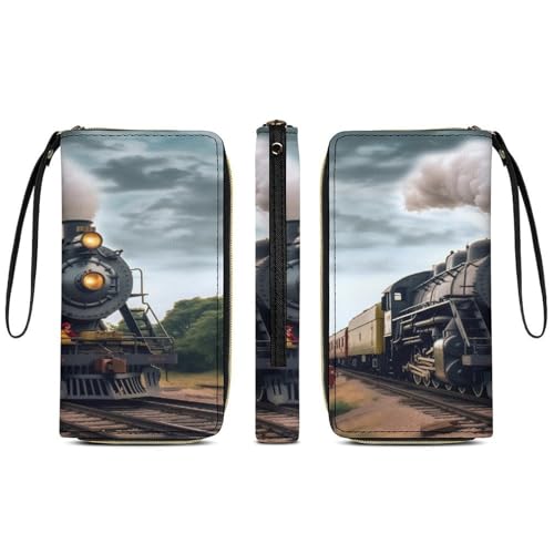 Team TrainPrint Long Wallets PU Leather Clutch Purse Card Holder Wallet, with Wristlet Zip Around Long Wallet for Women & Men3