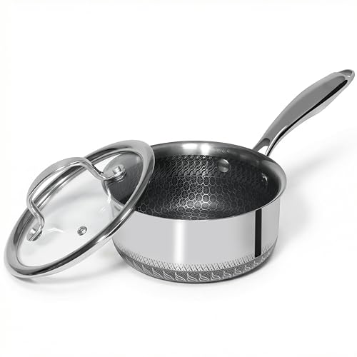 Image of USELUCK Nonstick 1.5-QT Saucepan with Glass Lid,Stainless Steel Pot