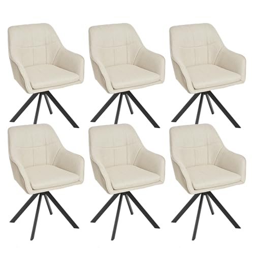 Goeurvant Drehstuhl Esszimmer Beige mit Armlehne, 6er Set drehbarer esszimmerstuhl,...