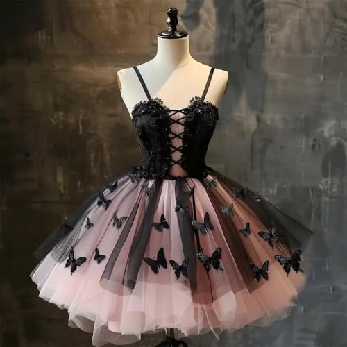 3D Butterfly Homecoming Dress Sparkly Tiered Tulle Lace Appliques Short Prom Dresses3