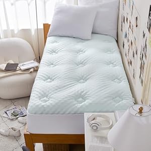 Hansleep College Dorm Twin XL Mattress Topper Viscose Derived from Bamboo, Memory Foam Pillow Top Mattress Topper Twin XL, Breathable Mattress Pad for Back Pain Relief, 39″ x 80″, White