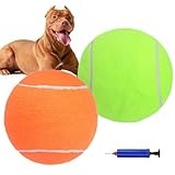 SCENEREAL Giant Tennis Ball for Dogs 2 Pack,Upgraded Thicken 9.5" Large Tennis Balls for Dogs,Halloween Dog Toys Birthday Gift, Inflatable Interactive Ball for Large Medium Big Dog,Durable Toy