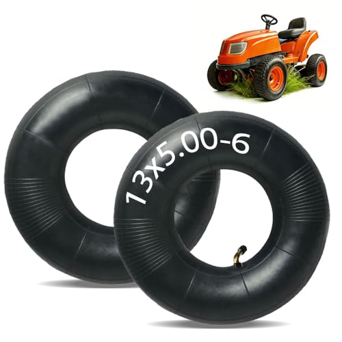Lot de 2 chambres à air pneus 13 x 5,00-6 pour roue pneumatique avec une forte capacité de charge, tube de rechange pour brouette, tige de valve incurvée...