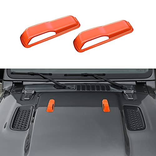 CheroCar JL JT Engine Hood Hinge Cover Decoration Cover Stickers Exterior Accessories for Jeep Wrangler JL 2018-2021, for 2020-2021Jeep Gladiator JT (Orange-Bâ€¦)
