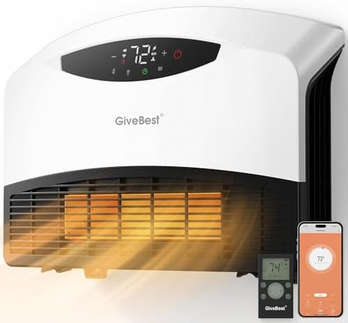 GiveBest Electric Wall Heater with WiFi and Remote Control, Floor or Wall Mounted Heater, Large Room Coverage, 3 Heating Modes, 1500W Fast Heating Space with Thermostat for Indoor Room Use