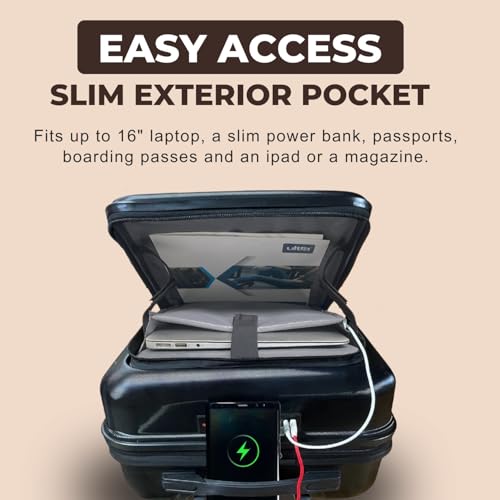 Image of Cabintrolley Bag Polycarbonate 20inch 55cms with 16inch Laptop and USB Port Compartment Small Size Suitcase for Flight Travel Suitable for Men, Women,Boys and Girls (Black with Packing Cube)
