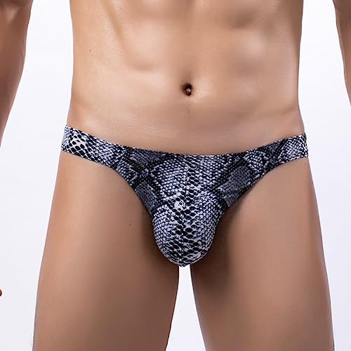 Men's Leopard Thong Tigger Print Underwear Low Rise Seamless T-back Leopard/Tiger/Snake 3 Pack4