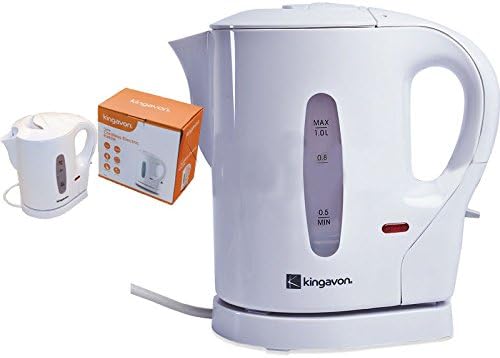 WHITE 1 LITRE 900W ELECTRIC CORDLESS KITCHEN KETTLE CARAVAN TRAVEL HOT WATER JUG
