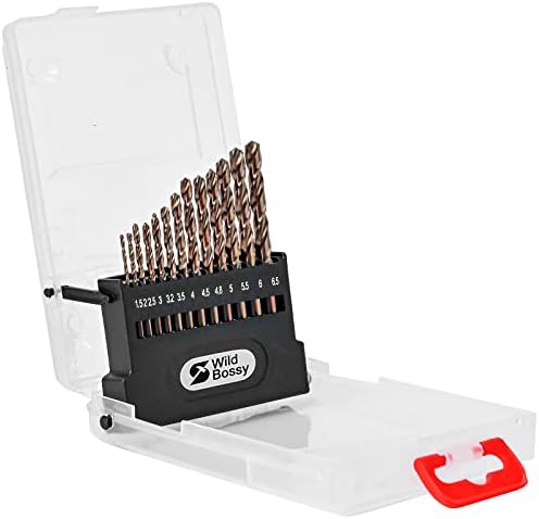 M35 5% Cobalt Metric Drill Bits Set (1mm-6.5mm/13pcs), Straight Shank Jobber Drill Bits, Metal HSS Twist Drill Bits for Stainless Steel Hard Metal and Cast Iron