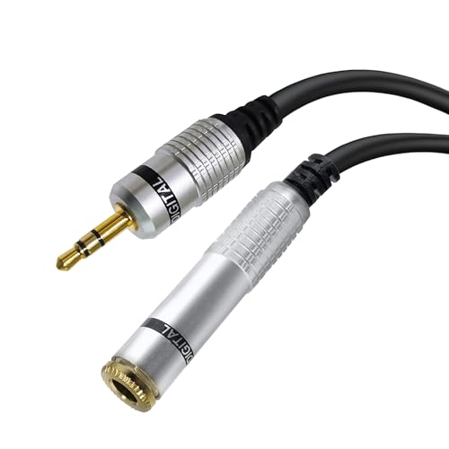 Image of MX 3.5mm Male to 6.35mm Female Audio Adapter Cable - AUX to RCA Style Y Splitter Extension for PC, Speakers, Mixers & Stereo Devices - 3 Meter, Black