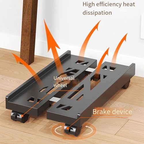 Soporte para CPU Móvil Ajustable, Soporte para Torre de PC con Ventilación y 4 Ruedas Giratorias, Soporte Bajo Escritorio miniatura 5