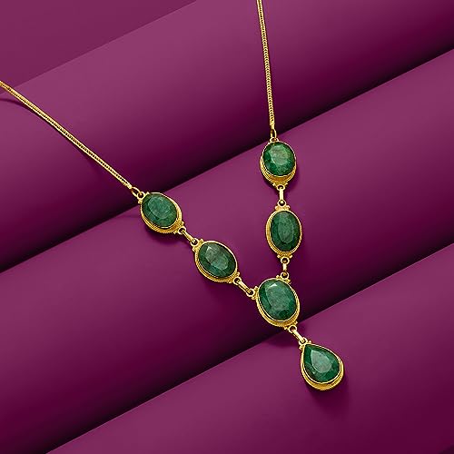 Ross-Simons 33.75 ct. t.w. Emerald Y-Necklace in 18kt Gold Over Sterling. 18 inches3