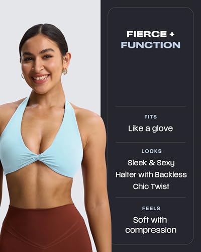 Image of Aoxjox Women's Workout Halter Sport Bras Fitness Rosie Bra Yoga Crop Tank