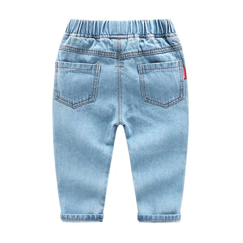 Toddler Baby Jeans Little Boys Girls Elastic Waist Casual Denim Pants Straight Leg Jean Trousers with Pockets2
