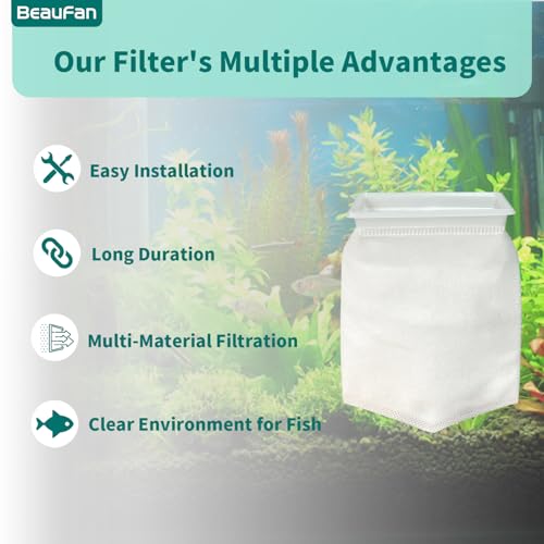 Image of 3 Pack Rectangle Filter Sock 200 μm 7 x 4.5 Inch Aquarium Filter Bags Aquarium Filter, Rectangle Aquarium Filter Sock, Rectangle Felt Filter Sock, Aquarium Filter Bags for Saltwater