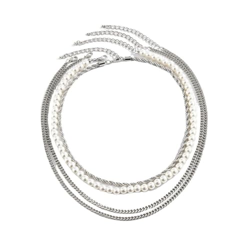 Collier de Nappes en Perles de Cristal et chaînes courbes en fer à cheval