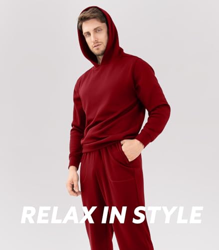 DAVID ARCHY Men's Fleece Hooded Pajama Set Soft Long Sleeve Loungewear Comfortable Sweatshirts & Pajama Pants PJ Sets for men2