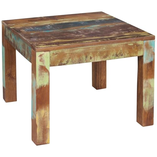 FineBuy KALKUTTA Table basse carrée en bois de bateau Marron 60 x 47 x 60 cm