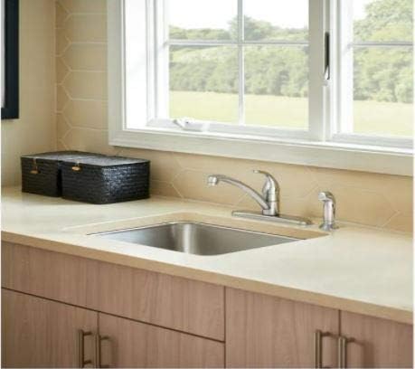 Adler Single Handle Kitchen Faucet - with Side Spray + 4 Holes, Chrome