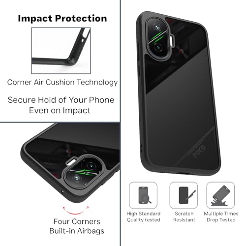 Image of RIGGEAR Shockproof Sleek Hybrid Armor Back Cover Case for Poco F7 5G (Smoke Black Matte PC and Black TPU Bumper)