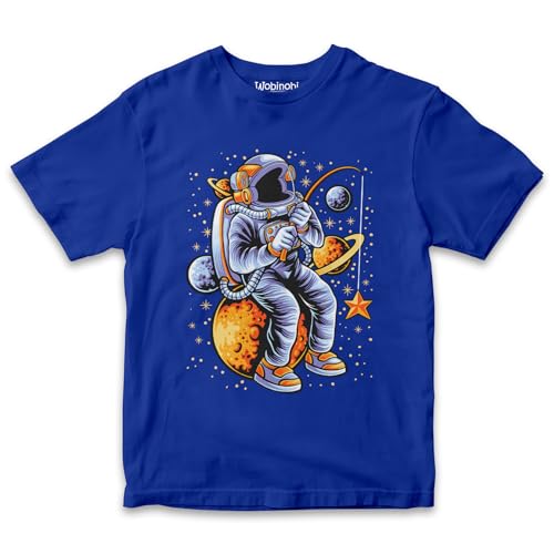 Image of Boys & Girls Astronaut Glactic Space Fishing 100% Cotton Unisex Kids T-Shirt