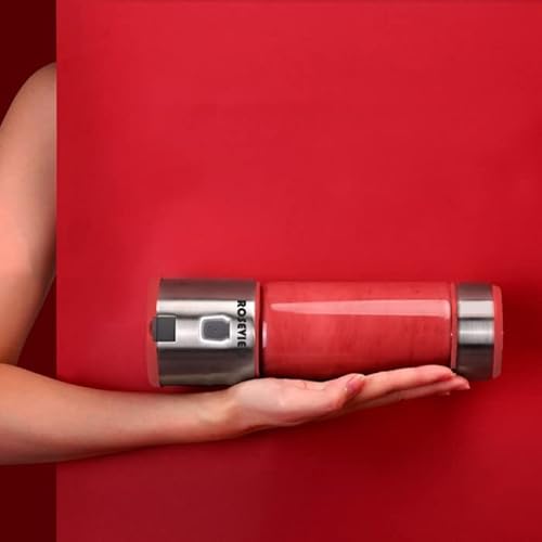 Roseview Portable Blender Smoothy Blenders Glass Bottle Battery Powered Smoothie Mini Juicer Smoothies Mixer Maker Cordless Juicer Jar Handheld Travel Fruit Personal Mixeur Cup Melangeur Shake Usb Rechargeable (Red Silver) #TOP4