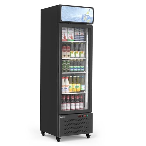 Image of Garvee Large Capacity Commercial Beverage Display Fridge, 11.3 Cu. Ft. Glass Door Refrigerator with Customizable Shelving and Lighting for Shops, Bars, Apartments