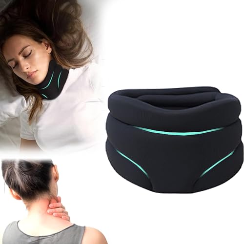 longjunjunfashion Cervicorrect Neck Brace Cervical Support for Snoring Neck Pain Relief Soft Foam Women Men (Black RT67)