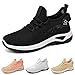 Toumov Womens Running Shoes Breathable Flying Knitting Lace Up Mesh Walking Shoes Slip On Sneakers Non Slip Athletic Workout Gym Sneakers Comfortable Fashion Shoe Pink