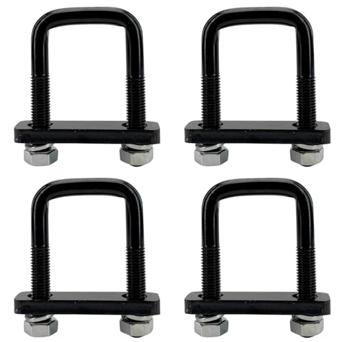 4 Pack Square U-Bolt for Trailer- Fits 2.5 Inch Wide Leaf Springs Galvanized Steel Clamp Set Secure Fit for Truck Boat and Trailers Black